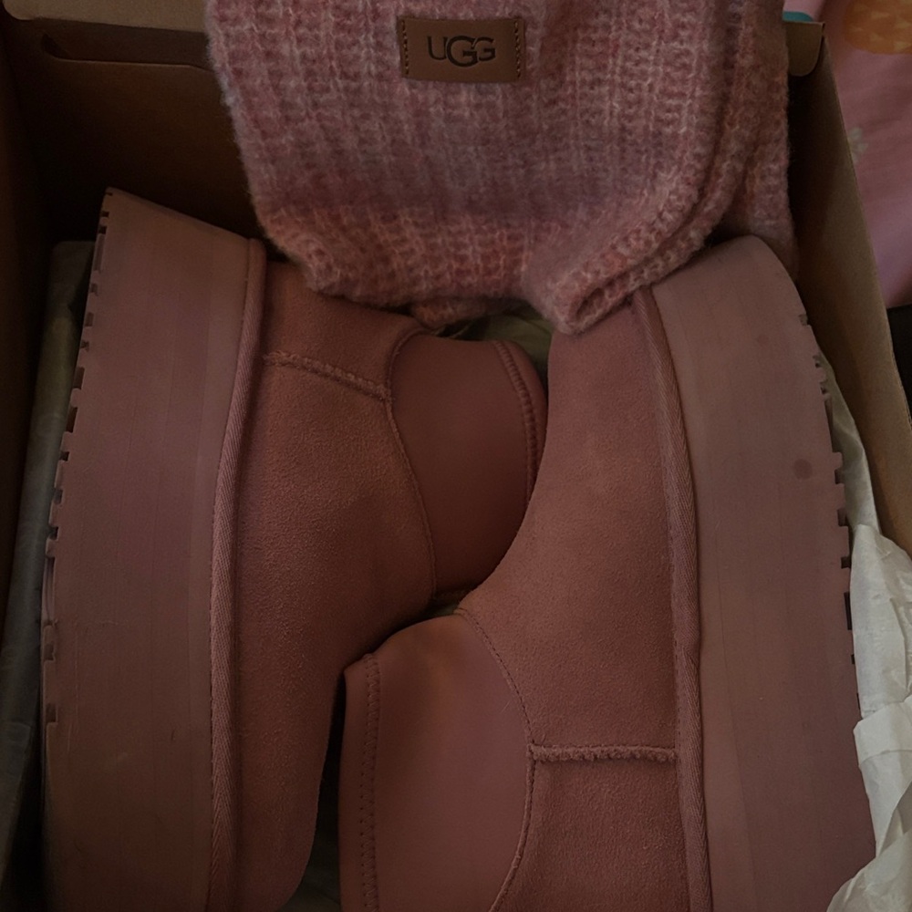 UGG Dusty Rose Suede Boots with Leg Warmers